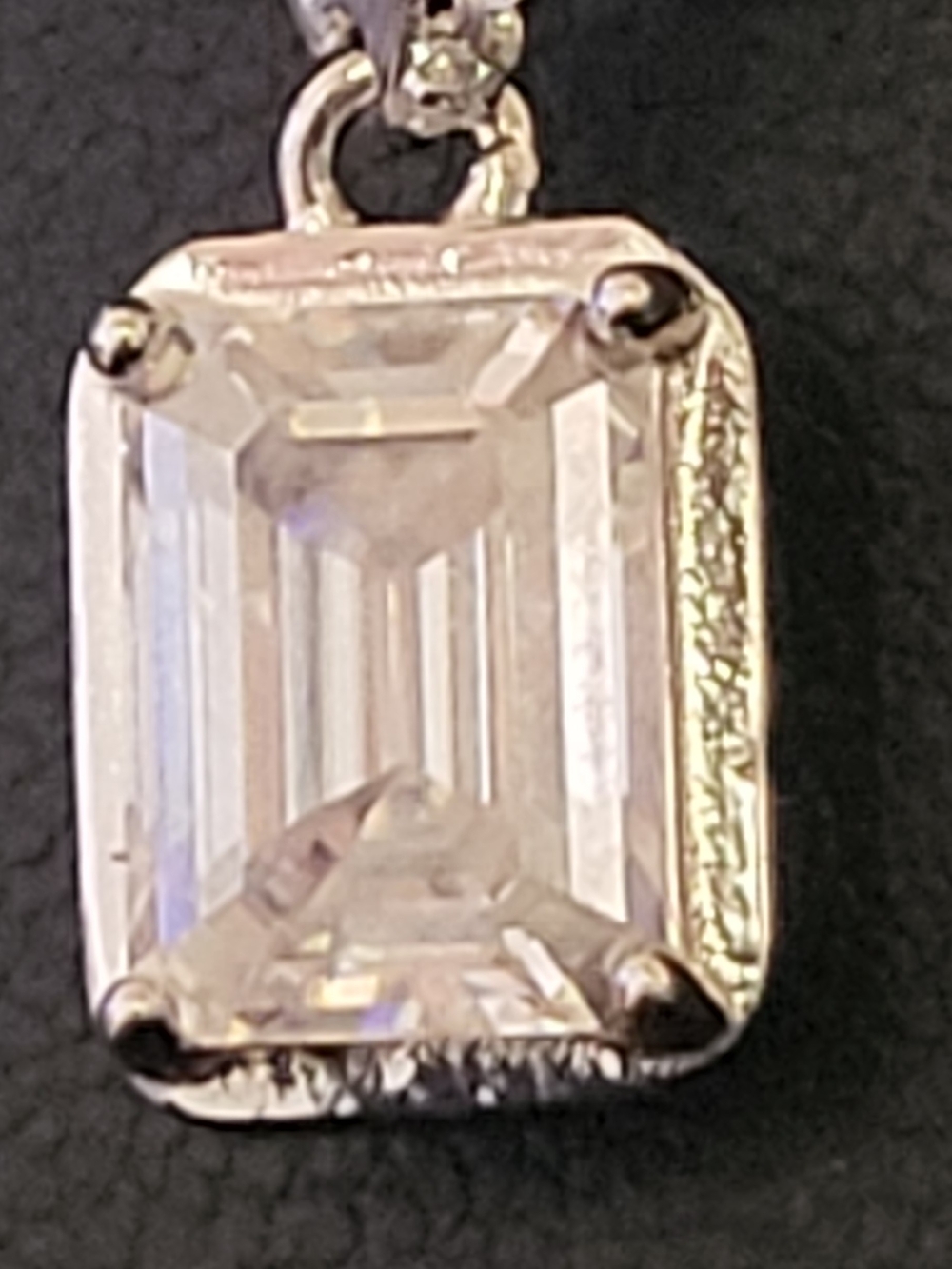 Sterling Silver Moissanite Emerald-Cut Pendant Necklace - White 18 Inches - Picture 2 of 6